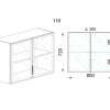 Горен модул с две стъклени врати и рафт Алу глас и рафт АРАЛ - 119