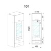 Горен модул с врата,витрина и две чекмеджета МФ-Антрацит гланц-05-101
