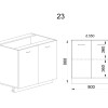 Долен модул за вграждане на мивка с две врати и рафт АРФ-Бяло мат-09-23