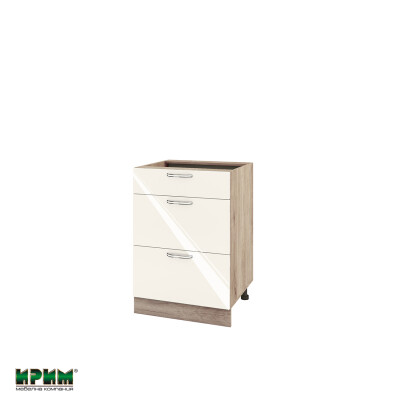 Долен модул с три чекмеджета АРФ-Крийм гланц-06-57