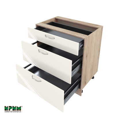 Долен модул с три чекмеджета АРФ-Крийм гланц-06-55