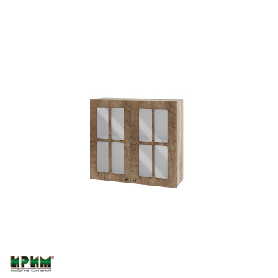 Горен модул с две витринни врати и рафт АРФ-Дъб натурал-06-104