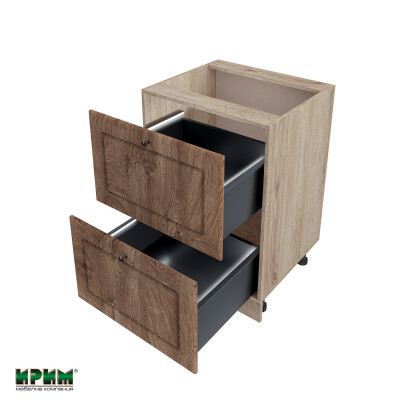 Долен модул с две чекмеджета с плавно затваряне и LED осветление АРФ-Дъб натурал-06-72