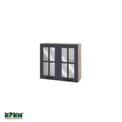 Горен модул с две витринни врати и рафт АРФ-Карбон мат-11-104