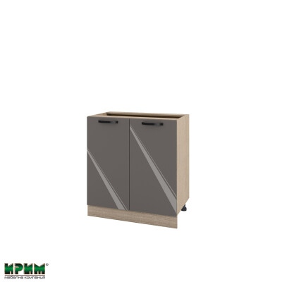 Долен модул за вграждане на мивка с две врати и рафт МФ-Антрацит гланц-05-23