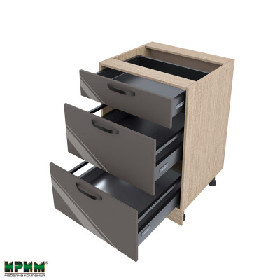 Долен модул с три чекмеджета с плавно затваряне МФ-Антрацит гланц-05-54