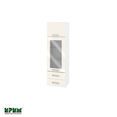 Горен модул с врата,витрина и две чекмеджета БФ-Крийм гланц-11-201