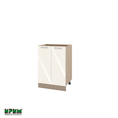 Долен модул за вграждане на мивка с две врати и рафт МФ-Крийм гланц-11-22