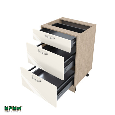 Долен модул с три чекмеджета с плавно затваряне МФ-Крийм гланц-11-54