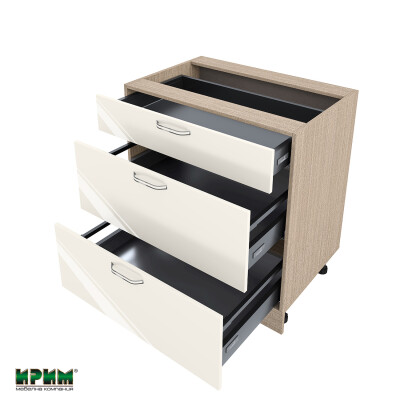 Долен модул с три чекмеджета с плавно затваряне МФ-Крийм гланц-11-55