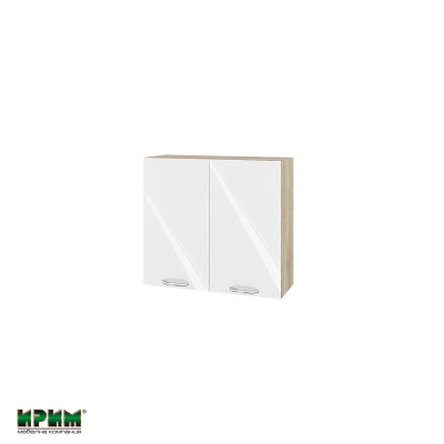 Горен модул с две врати и рафт АРФ-Бяло гланц-05-4