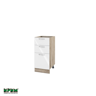 Долен модул с 2 чекмеджета,врата и рафт АРФ-Бяло гланц-05-27