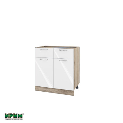 Долен модул с 2 чекмеджета,2 врати и рафт АРФ-Бяло гланц-05-26