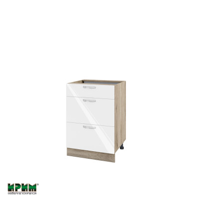 Долен модул с три чекмеджета АРФ-Бяло гланц-05-57