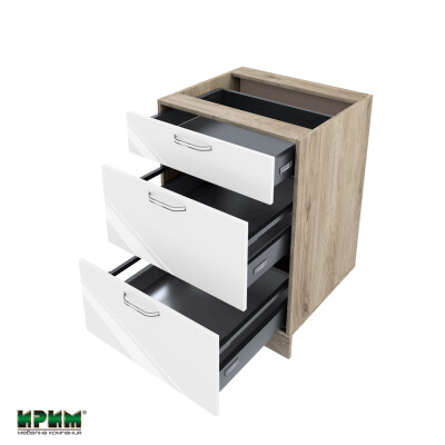 Долен модул с три чекмеджета с плавно затваряне АРФ-Бяло гланц-05-54