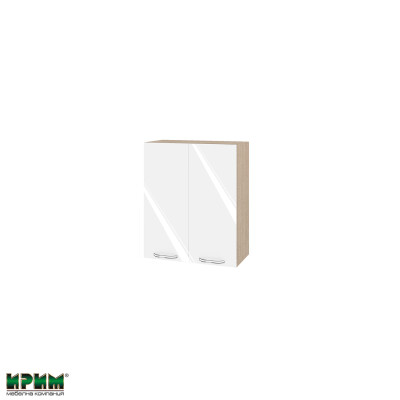 Горен модул с две врати и рафт МФ-Бяло гланц-05-3