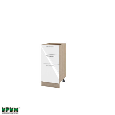 Долен модул с 2 чекмеджета,врата и рафт МФ-Бяло гланц-05-27