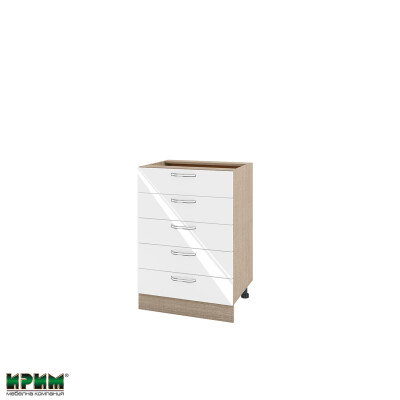 Долен модул с пет чекмеджета МФ-Бяло гланц-05-29