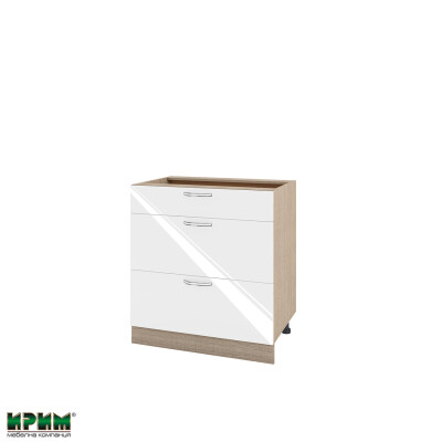 Долен модул с три чекмеджета с плавно затваряне МФ-Бяло гланц-05-120