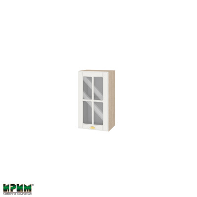Горен модул с витринна врата и рафт МФ-Бяло мат-09-102