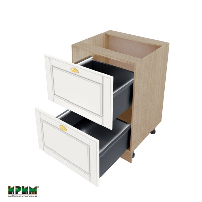 Долен модул с две чекмеджета с плавно затваряне и LED осветление МФ-Бяло мат-09-72