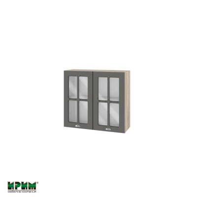 Горен модул с две витринни врати и рафт АРФ-Цимент мат-06-104