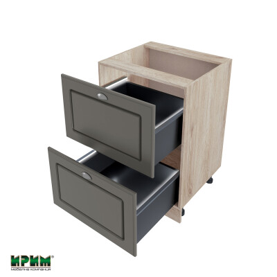 Долен модул с две чекмеджета с плавно затваряне и LED осветление АРФ-Цимент мат-06-72