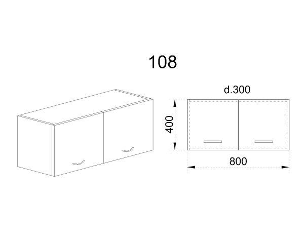Горен модул с две врати БФ-Бяло мат-09-108