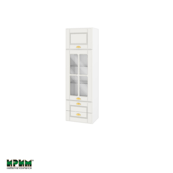 Горен модул с врата,витрина и две чекмеджета БФ-Бяло мат-09-101