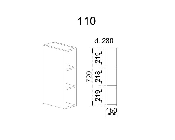 Горен модул етажерка с два рафта М - 110