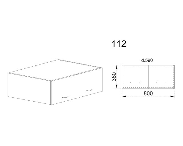 Горен модул с две врати АРФ-Крийм гланц-06-112