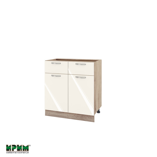 Долен модул с 2 чекмеджета,2 врати и рафт АРФ-Крийм гланц-06-26