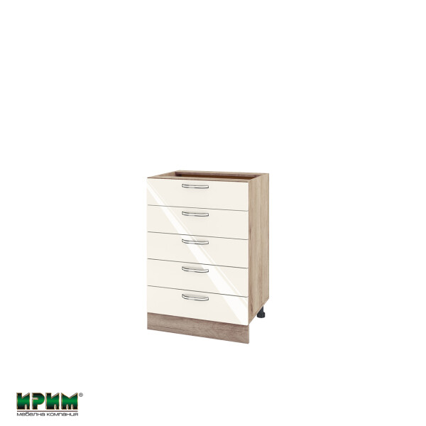 Долен модул с пет чекмеджета АРФ-Крийм гланц-06-29