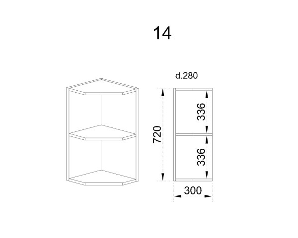 Горен модул ъглова етажерка с рафт АР - 14