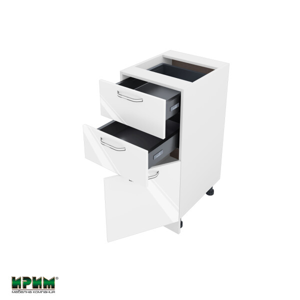 Долен модул с две чекмеджета и врата с плавно затваряне БФ-Бяло гланц-05-53 (десен)