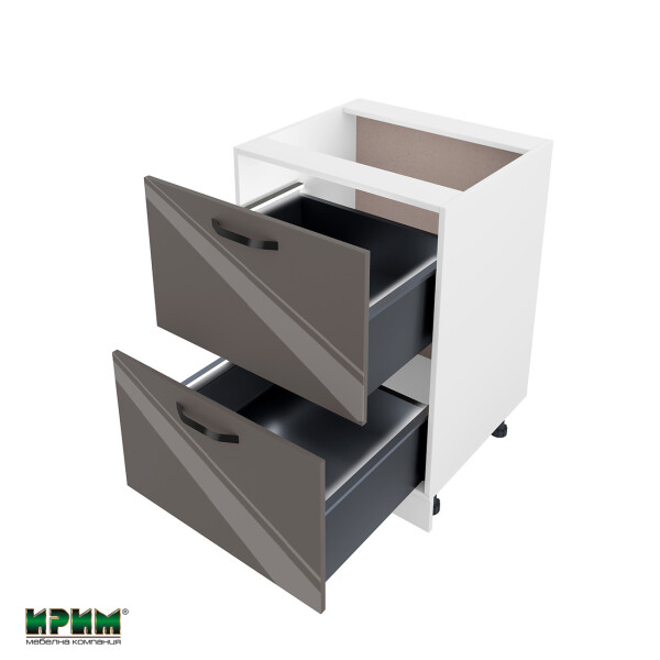 Долен модул с две чекмеджета с плавно затваряне и LED осветление БФ-Антрацит гланц-05-72