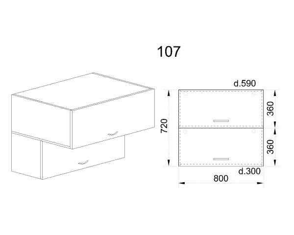 Горен модул с две хоризонтални врати МФ-Деним мат-06-107