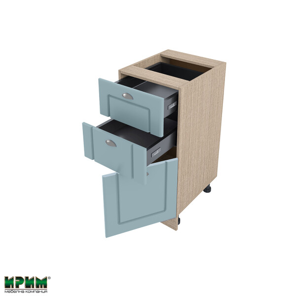 Долен модул с две чекмеджета и врата с плавно затваряне МФ-Деним мат-06-53 (десен)