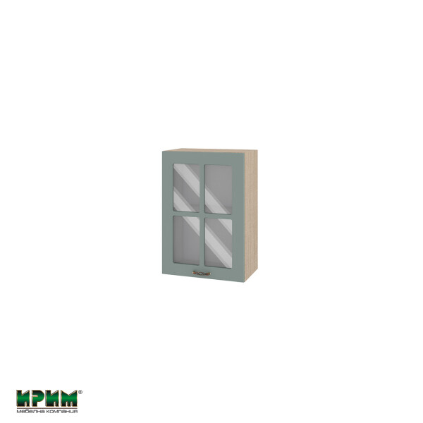 Горен модул с витринна врата и рафт МФ-Олив мат-11-118