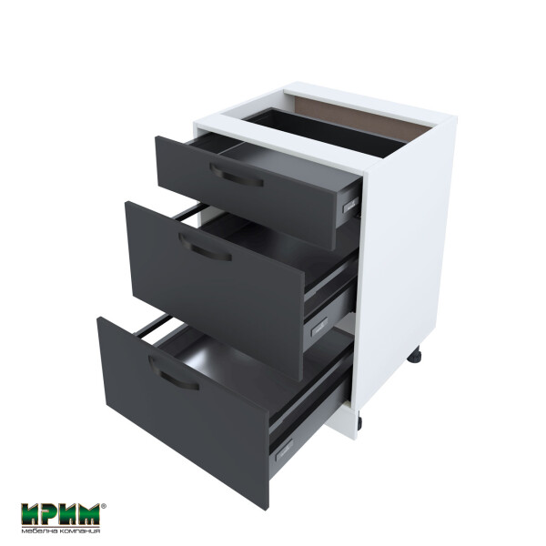 Долен модул с три чекмеджета с плавно затваряне БФ-Карбон мат-11-54