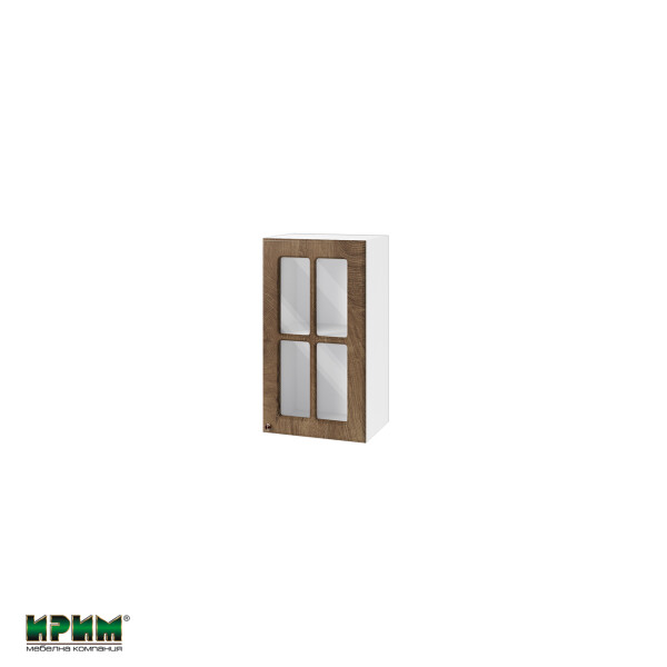 Горен модул с витринна врата и рафт БФ-Дъб натурал-06-102