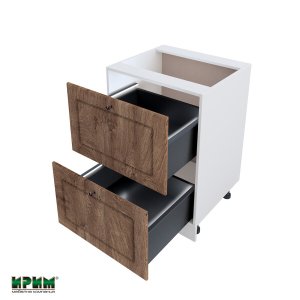 Долен модул с две чекмеджета с плавно затваряне и LED осветление БФ-Дъб натурал-06-72