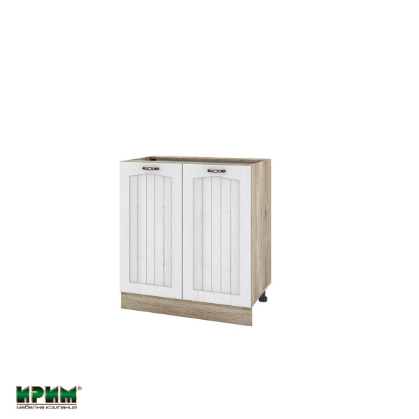 Долен модул за вграждане на мивка с две врати и рафт АРФ-Бяло фладер-04-23