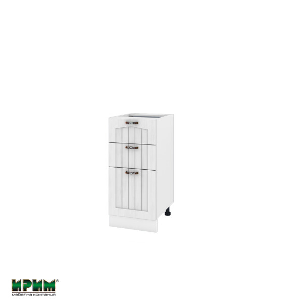 Долен модул с 2 чекмеджета,врата и рафт БФ-Бяло фладер-04-77 (ляв)