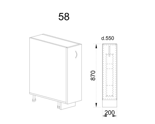 Долен модул бутилиера с плавно затваряне БФ-Бяло фладер-04-58