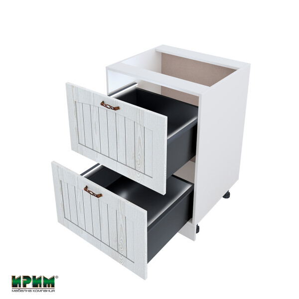 Долен модул с две чекмеджета с плавно затваряне и LED осветление БФ-Бяло фладер-04-72