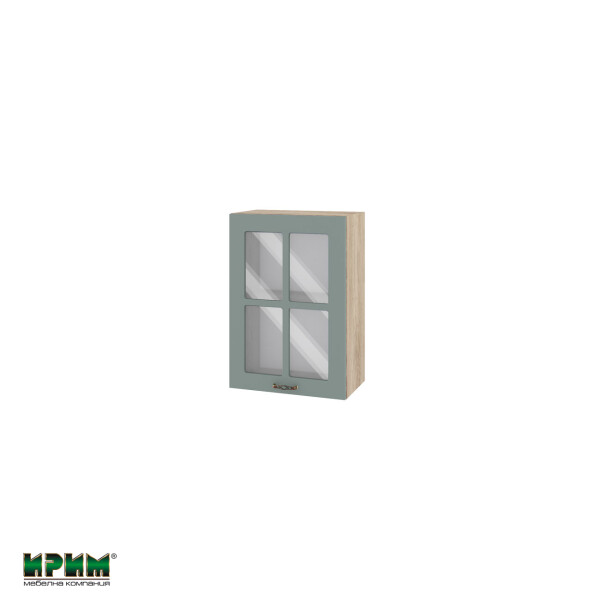 Горен модул с витринна врата и рафт АРФ-Олив мат-11-118