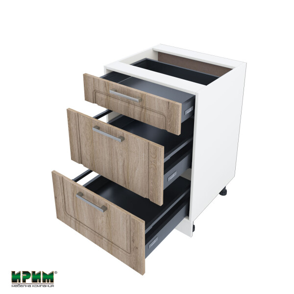 Долен модул с три чекмеджета с плавно затваряне БФ-Сонома-02-54