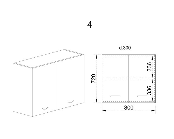 Горен модул с две врати и рафт с Push to Open АРФ-Дъб натурал-12-4