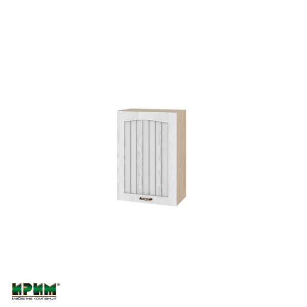 Горен модул с врата и рафт МФ-Бяло фладер-04-68 (ляв)